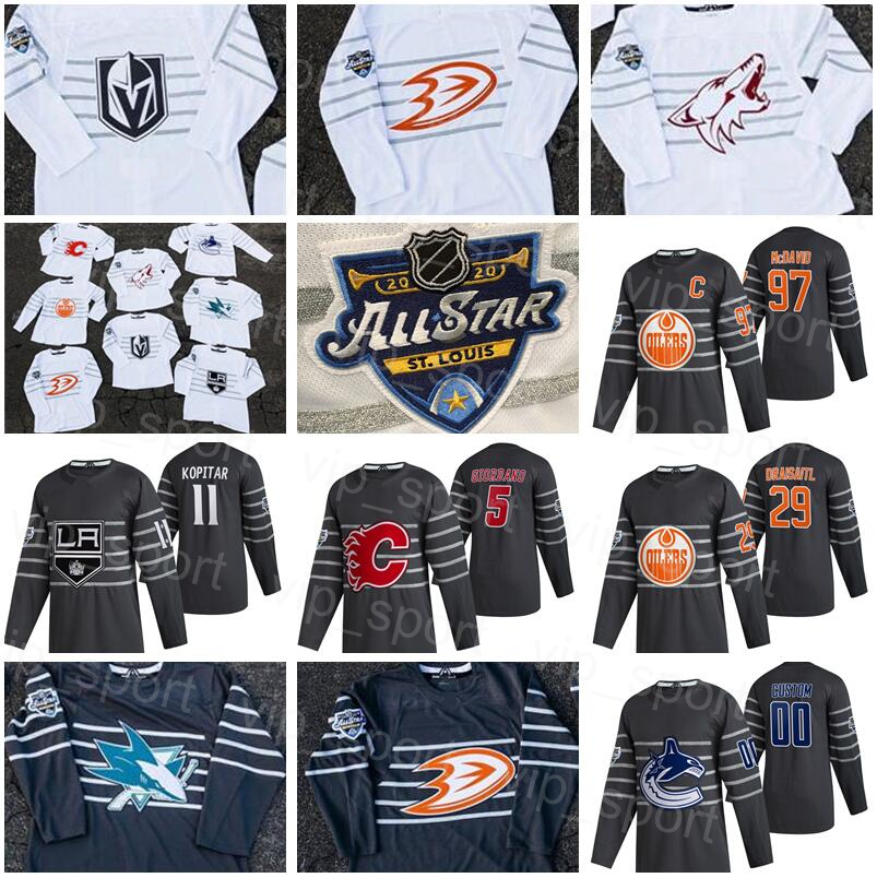 Man 2020 Hockey Jersey All Star Marc-Andre Fleury Elias Pettersson Logan Couture Mark Giordano Draisaitl Connor McDavid Anze Kopitar Kuemper, Black;red
Man 2020 Hockey Jersey All Star Marc-Andre Fleury Elias Pettersson Logan Couture Mark Giordano Draisaitl Connor McDavid Anze Kopitar Kuemper, Black;red