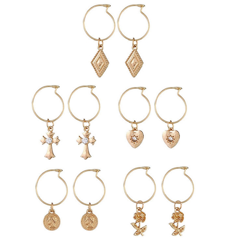 Fashion 5pairs Circle Round Hoop Earrings Women Gold Color Heart Queen Rose Crystal Hiphop Brincos Boho Jewelry Gifts, Golden
Fashion 5pairs Circle Round Hoop Earrings Women Gold Color Heart Queen Rose Crystal Hiphop Brincos Boho Jewelry Gifts, Golden