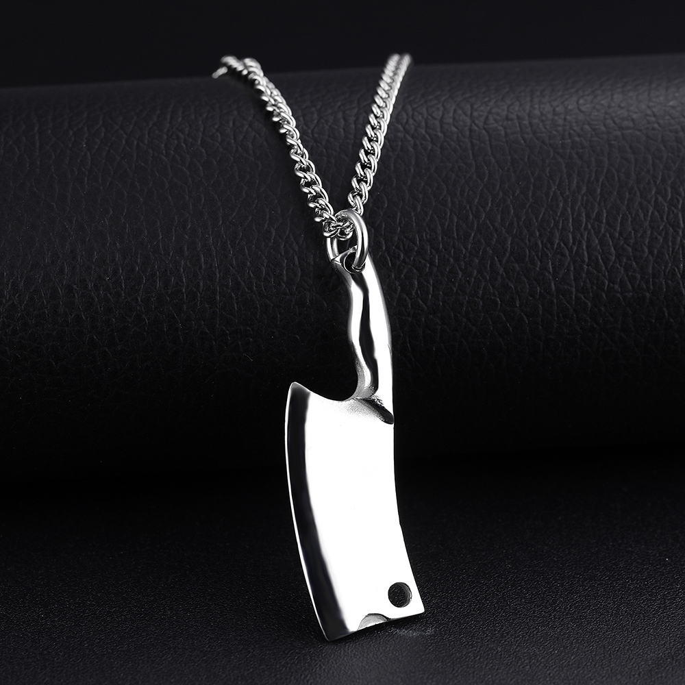 Colorful Creative Knife Shape Pendant Necklace Cool Men Hip Hop Stainless Steel Charm Pendants Jewelry Wholesale