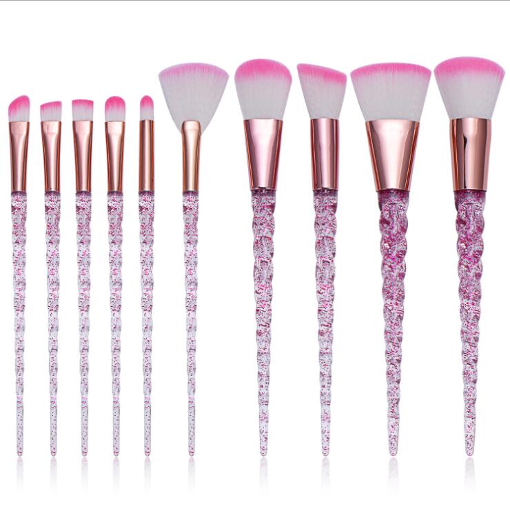 Popular 10pcs Unicorn Makeup Brush Transparent Spiral Handle Beatiful Makeup Tools Pincel De Maquillaje De Unicornio Con En Espiral Transparente