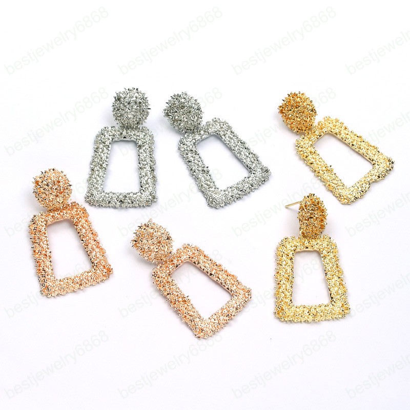 Vintage 5 Colors Metal Earrings for women gold color Geometric statement earring metal earing Hanging fashion jewelry