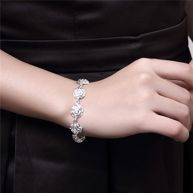 Hot sale best gift 925 silver Full Rose Bracelet DFMCH135,brand new fashion 925 sterling silver plated Chain link bracelets