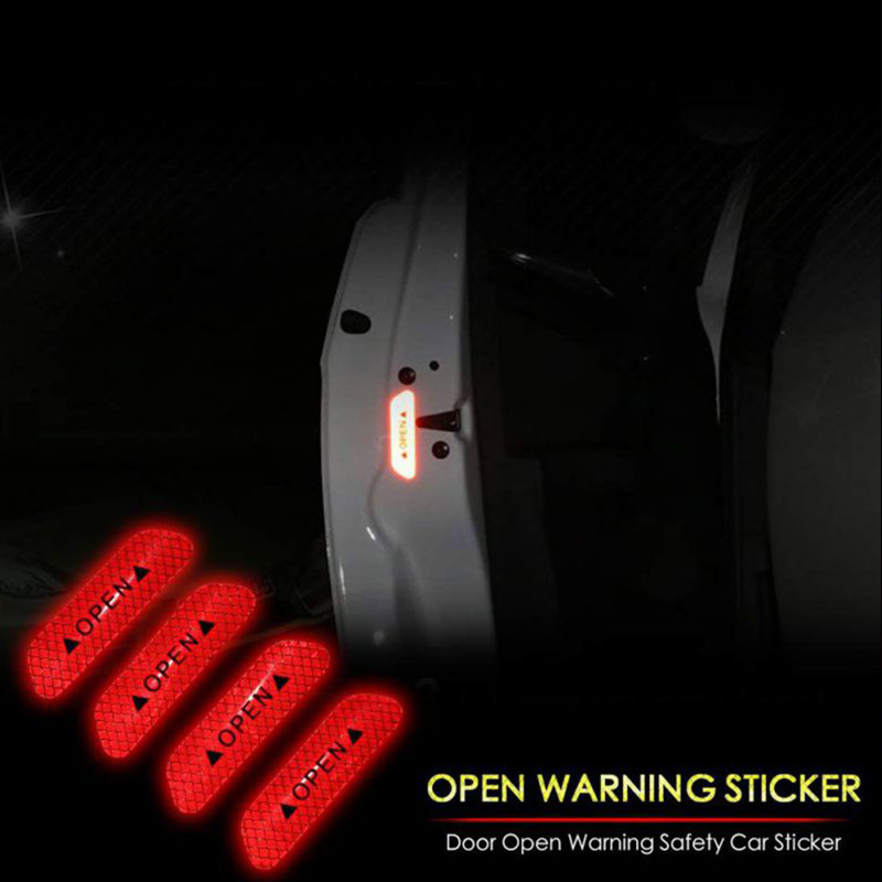 4Pcs/Set Car Door Sticker Anti-collision Warning Tape Car Reflective Stickers Reflective Strips Car-styling Safety Mark Car Stickers