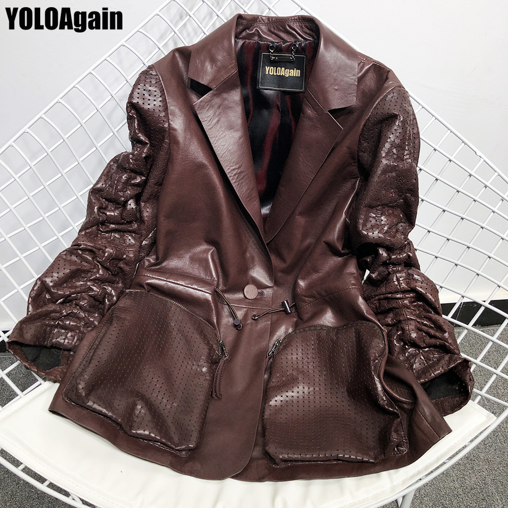 YOLOAgain Women genuine leather blazer ladies real leather jacket, Blue
YOLOAgain Women genuine leather blazer ladies real leather jacket, Blue