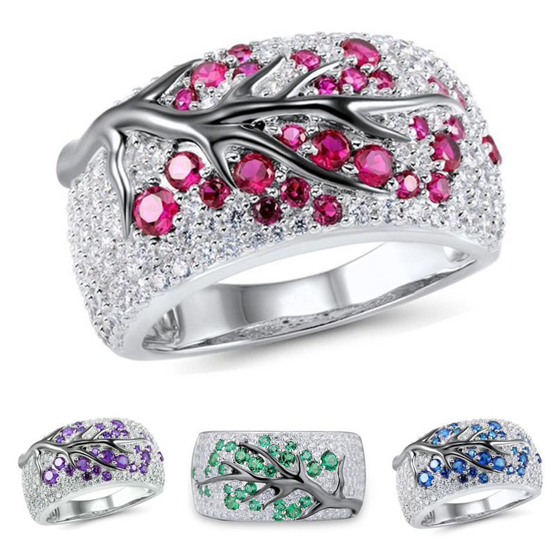 Luxurious Women 925 Sterling Silver Band Rings Plum Tree Branch Fushsia Alexandrite Flowers Blossom Bridal Paved Diamond Jewelry Anniversary
Luxurious Women 925 Sterling Silver Band Rings Plum Tree Branch Fushsia Alexandrite Flowers Blossom Bridal Paved Diamond Jewelry Anniversary