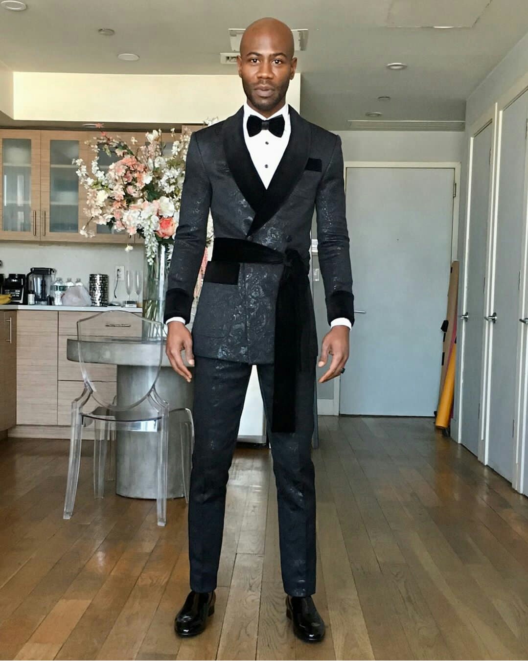 Handsome Men Tuxedo Groom Suits Floral Pattern Shawl Lapel Double Breasted High Quality Business Prom Party Blazer Jacket (Jacket+Pants)