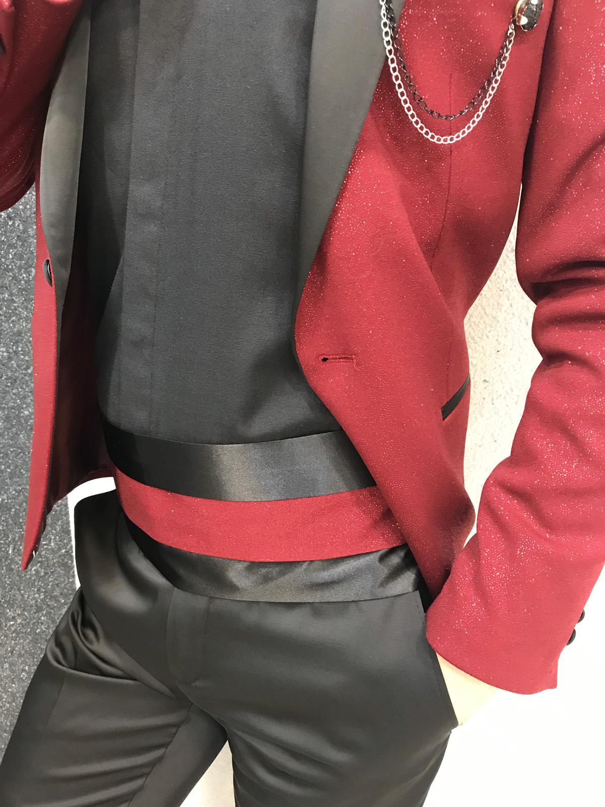 dark red shiny mens suits formal wedding tuxedos groomsmen bride men dinner suits leisure blazers outfits sets jacketspants