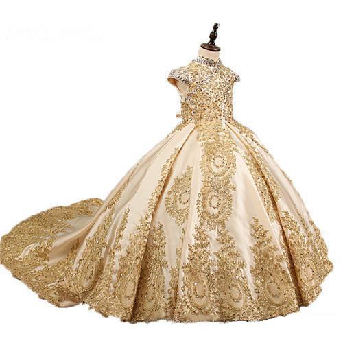 2019 Gold Lace Ball Gown Princess Little Girls Pageant Dresses Cap Sleeves Beaded Stones Floor Length Birthday Party Flower Girl Dresses, Hunter
2019 Gold Lace Ball Gown Princess Little Girls Pageant Dresses Cap Sleeves Beaded Stones Floor Length Birthday Party Flower Girl Dresses, Hunter