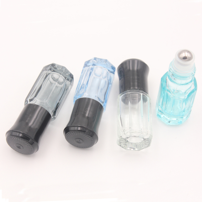 Colorful Small 3ml Glass Roller Bottle Mini Essential oil Bottles 6ml with Stainless Steel Roll on Ball