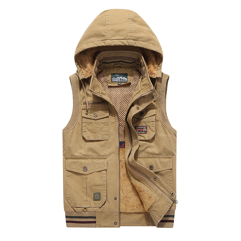 men's hooded cotton fur vest standing-collar simplified fashion multiple pocket waistcoat spring and autumn wear middle-aged pho, Black
men's hooded cotton fur vest standing-collar simplified fashion multiple pocket waistcoat spring and autumn wear middle-aged pho, Black