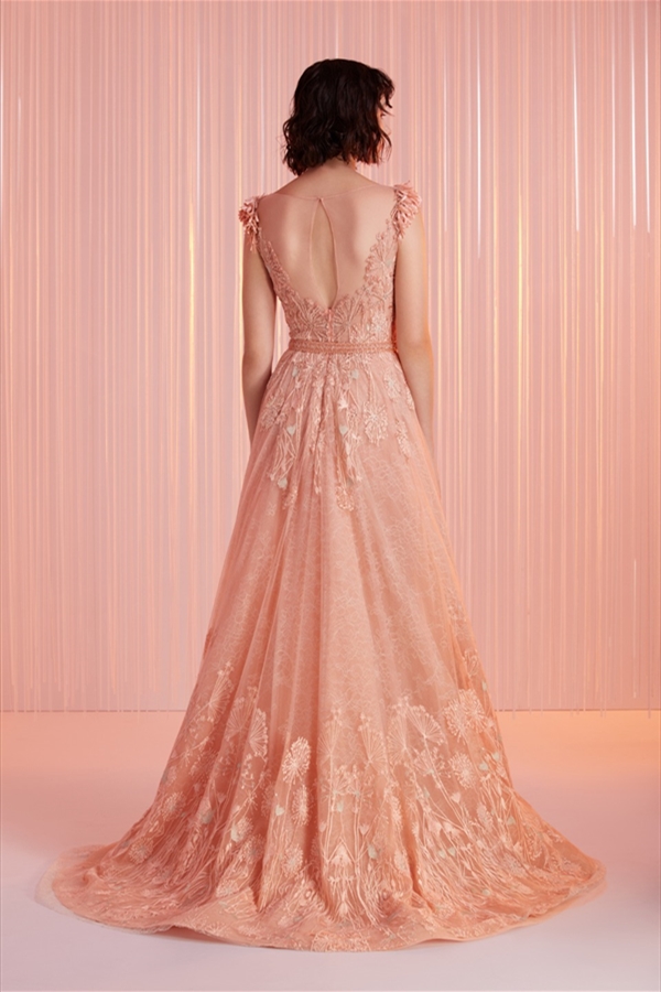 2021 Tony Ward Evening Dresses Appliqued Lace Sweep Train Prom Dress Party Wear Custom Made Red Carpet Gowns