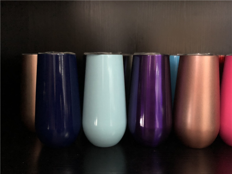 16 Colors Options 6oz Stemless Wine tumbler 16 COLOR Stainless Steel Egg Tumbler Coffee Mug wine cocktail ice cream