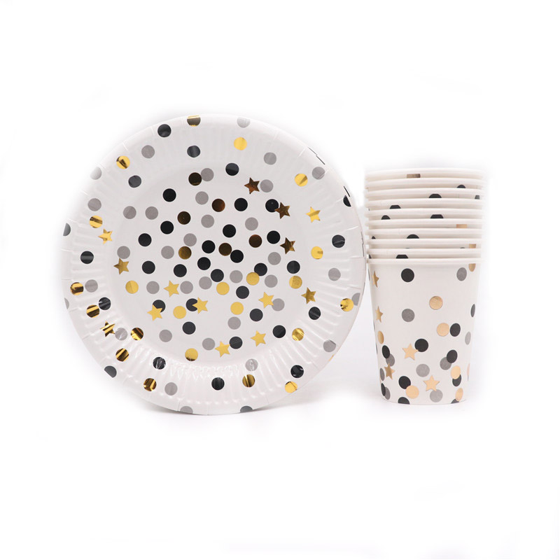 Disposable Dinnerware Colorful Gold Disposable tableware Plate Cup Napkins Star for baby birthday party Wedding decoration