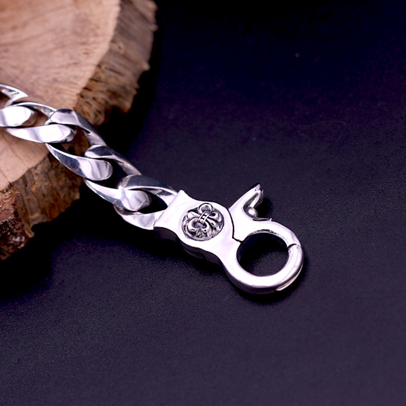 Gothic style 925 sterling silver handmade jewelry American European antique silver thick link chain vintage designer men's bracelets