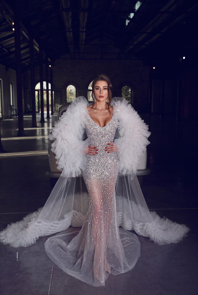 bling bling beach wedding dresses with wraps sexy deep v neck crystal beading long sleeve bridal gowns wedding dress