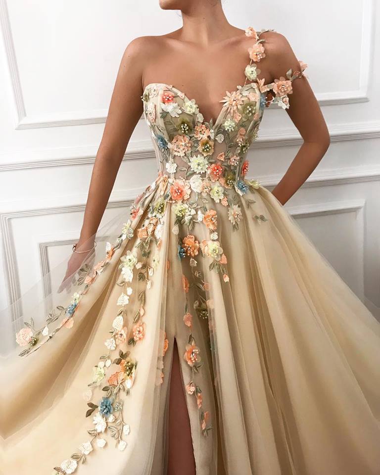 african lace beaded evening dresses one shoulder aline high split prom dresses sexy cheap formal party bridesmaid pageant gowns zh62