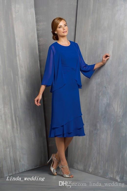 2019 Royal Blue Mother Of The Bride Groom Dress With Jacket 2 Pieces Formal Wedding Party Evening Gown Plus Size vestido de madrinha