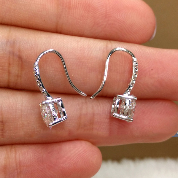 Shining 18K Platinum Plated Square Zircon Hoop Drop Earring Women Men No Fading No Allergies Daily Party Jewelry