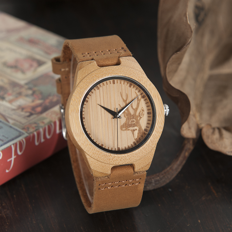 BOBO BIRD Top brand Men's Bamboo Wooden Watch Quartz Real Leather Strap Men Watches relojes finos de hombre LY191213, Deer head
BOBO BIRD Top brand Men's Bamboo Wooden Watch Quartz Real Leather Strap Men Watches relojes finos de hombre LY191213, Deer head