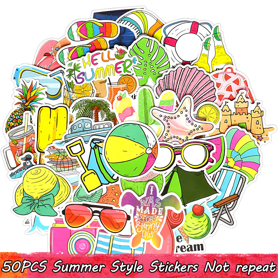 50 PCS Waterproof Summer Beach Stickers Bomb Water Bottle Laptop Luggage Scrapbook Skateboard Bike Car Decals Hawaii Style Toys for Kids
50 PCS Waterproof Summer Beach Stickers Bomb Water Bottle Laptop Luggage Scrapbook Skateboard Bike Car Decals Hawaii Style Toys for Kids