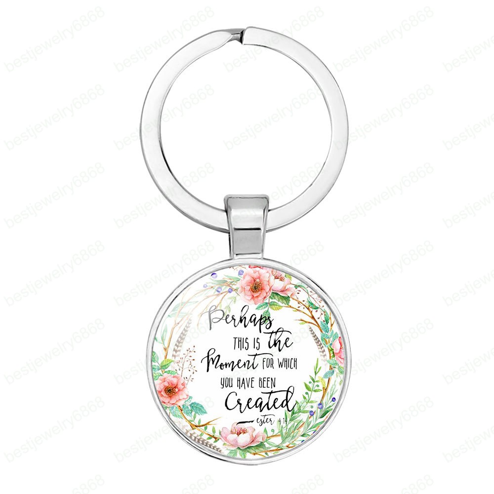 High Quantity Fashion Bible Verses Key Chain 17 Styles Glass Dome Keychains Scripture Quote Jewelry Christian Faith Inspirational Gift