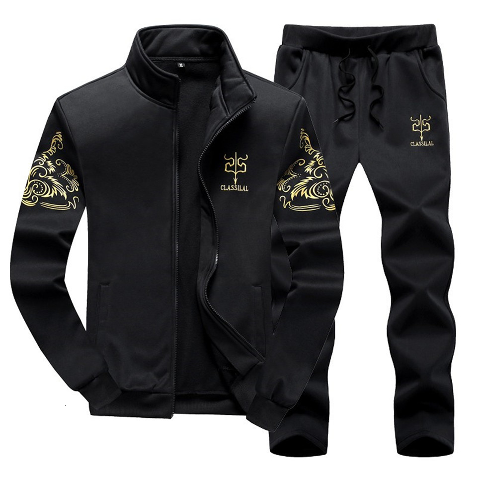 Men Tracksuit Sets Spring Autumn Clothing Jacket+Pants Sweatshirts 2 Piece Set Male Fashion Suit Coat Large Size 8XL 9XL T191019