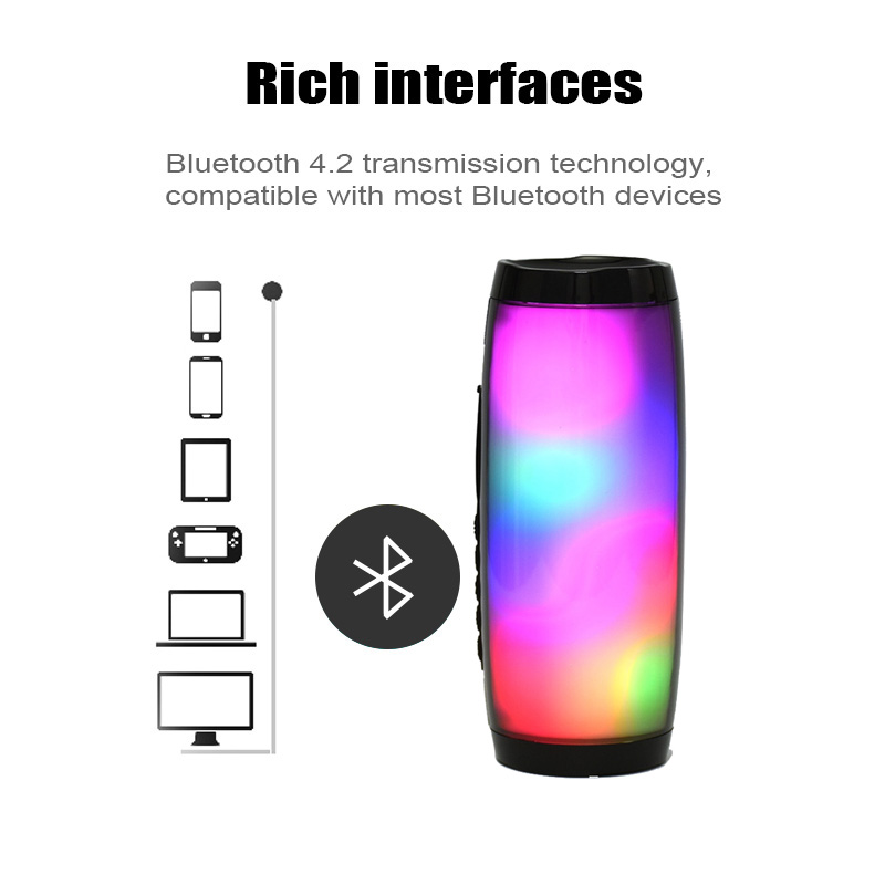 TG157 Bluetooth Speaker with Colorful LED Lights, Portable Wireless Boombox, FM Radio, Rich Bass, IPX5 Waterproof, MP3 Player Support for Party, Outdo