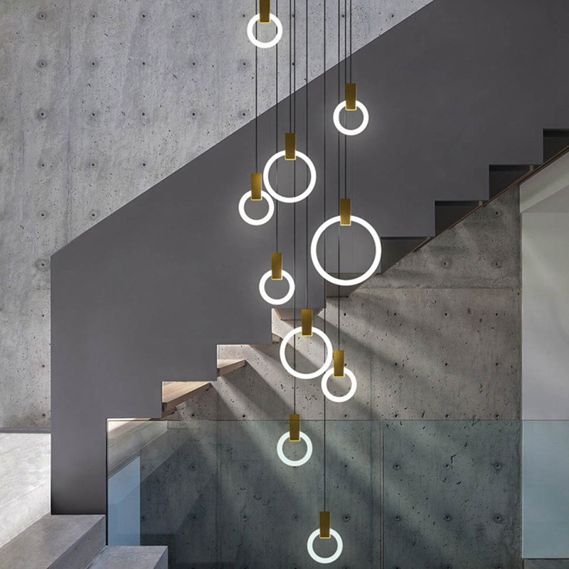 LED Pendant Lights Flying Rings Light Indoor Lighting Office Study Lamp Chandelier Circle Lamps Creativity Factory Outlet
