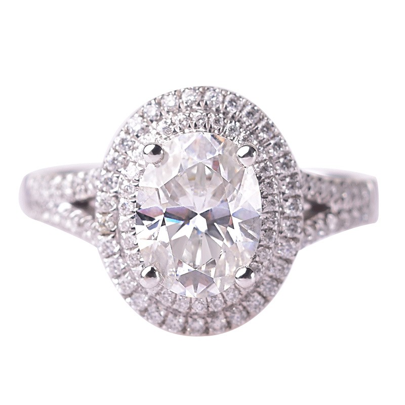 Choucong Hot Sale New Luxury Jewelry Pure 100% 925 Sterling Silver Oval Cut White Topaz CZ Diamond Gemstones Women Wedding Band Ring Gift