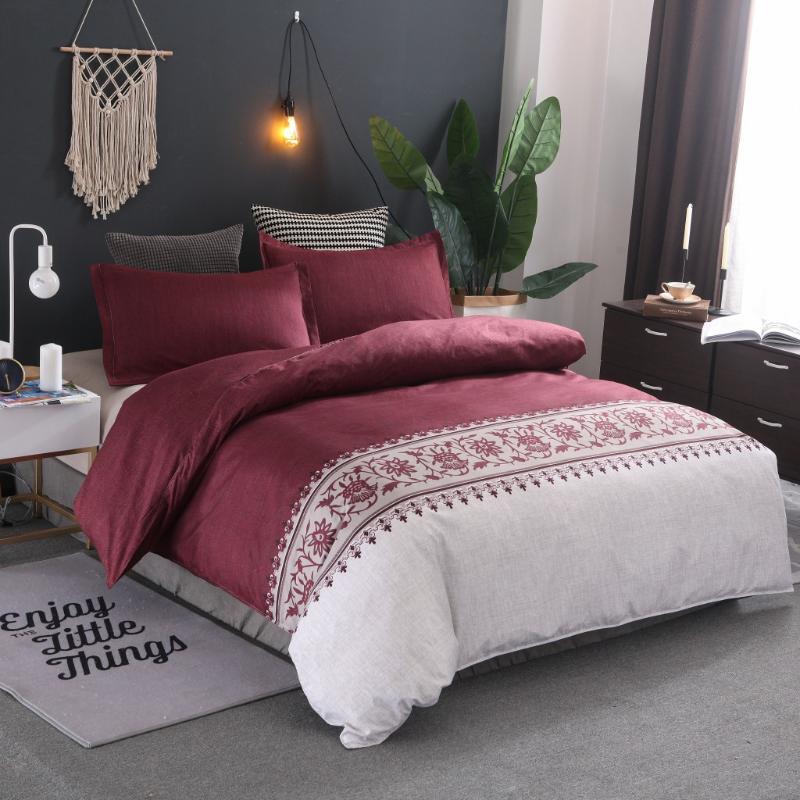 Minimalist Bed Duvet Cover Set European Comforter Bedding Sets Solid Pattern Reversible Bedding Set King Size