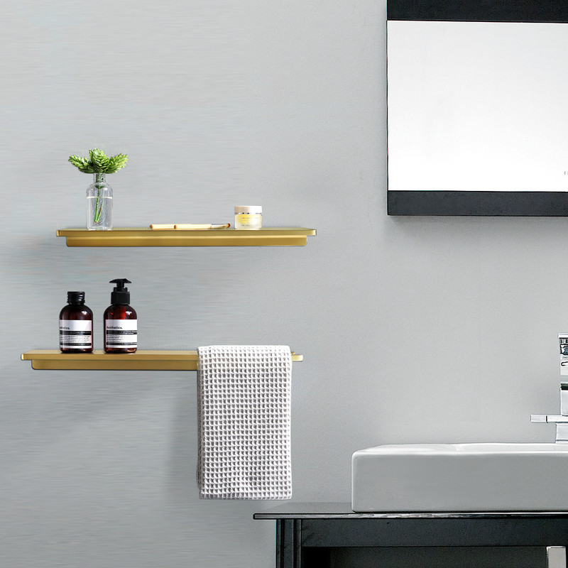 Bathroom Shelf Brass Bath Shower Rack Shower Shelf Bath Holder Bolt Inserting Type Gold Towel Rack Corner Shelf Bath Hardware