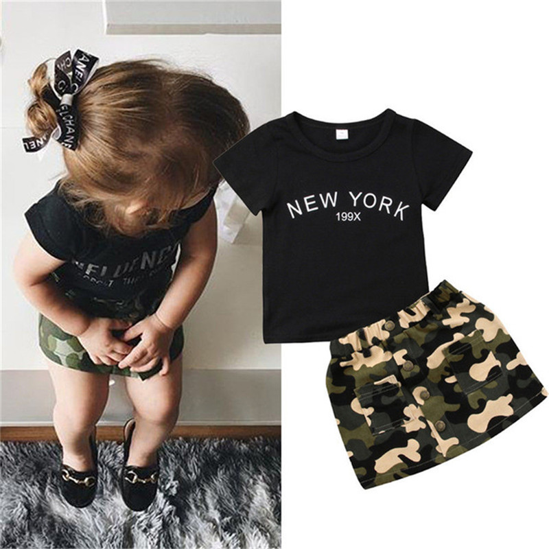 Newborn Kid Baby Girl Clothes Round Neck Short Sleeve Letter Print Top Camouflage Button Pocket Skirts 2pc Toddler Cotton Outfit, White
Newborn Kid Baby Girl Clothes Round Neck Short Sleeve Letter Print Top Camouflage Button Pocket Skirts 2pc Toddler Cotton Outfit, White