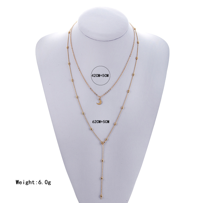 Multi-layer moon bead chain necklace item pendant pendant sequin chain jewelry for women wedding gifts