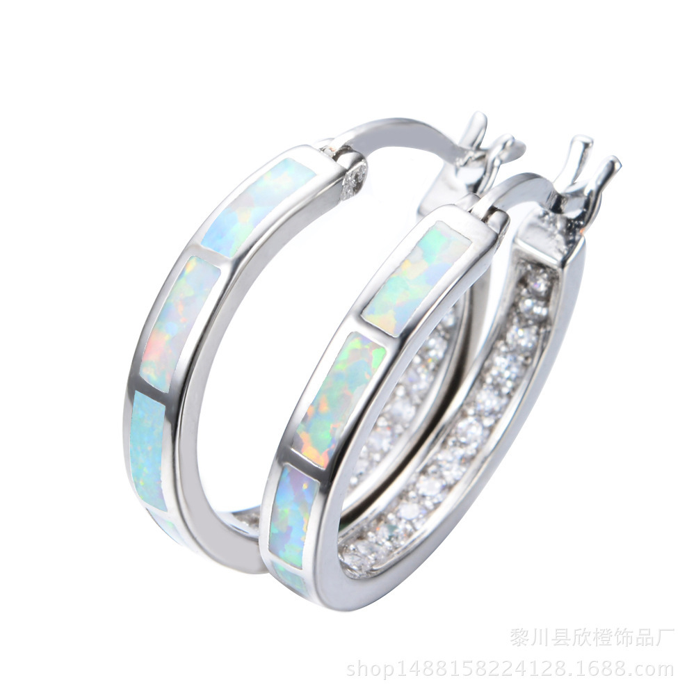 Female Round Hoop Earrings Cute Blue/White Opal Circle Earrings Silver Earrings For Women Fashion Wedding Jewelry by Free Shipping
Female Round Hoop Earrings Cute Blue/White Opal Circle Earrings Silver Earrings For Women Fashion Wedding Jewelry by Free Shipping