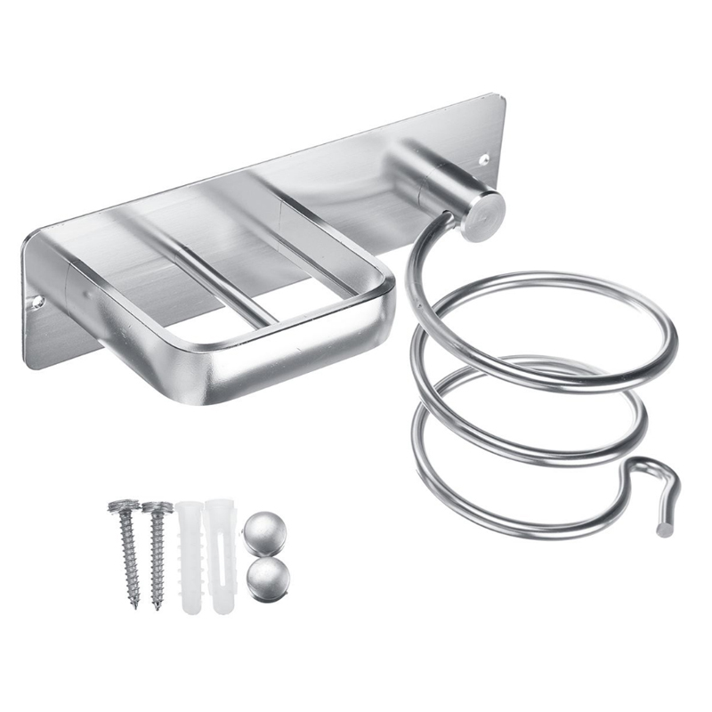 Aluminum Hair Dryer Shelf Bathroom Straightener Storage Rack Wall Mounted Hairdryer Holder Bath Supplies