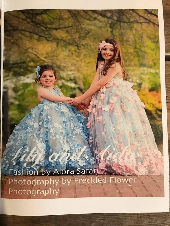 Real Photos Blue Princess Flowes Girls Pageant Dresses Appliques Beads Kids Toddlers Birthday Party Gowns Wedding Party Dress