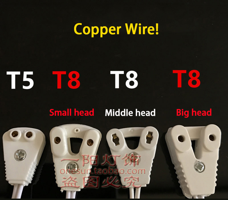 

T5 LED Fluorescent Tube Lamp Head Connector Cable T8 Small Head Lightbox Wire T5 T8 Tube Clip Copper Wire 10 Shares