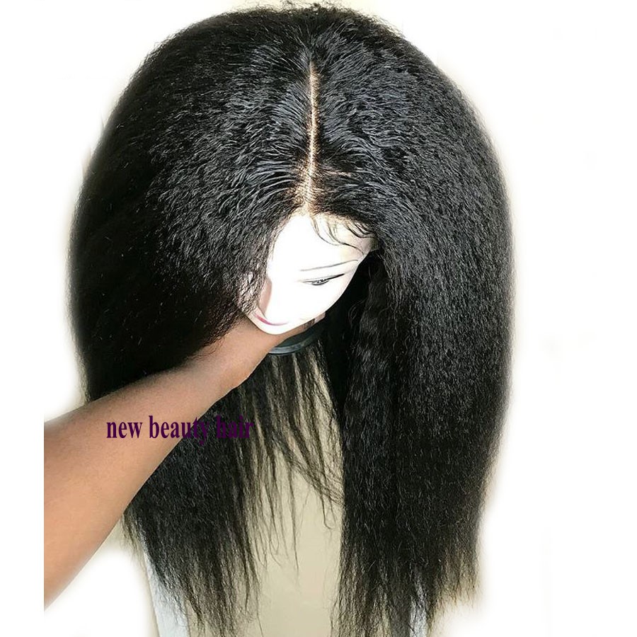 Free shipping Black/Brown/bury Natural 360 lace full Wigs with baby hair Long kinky Straight Synthetic Lace Front Wig For Afro Women Costume Deep Part