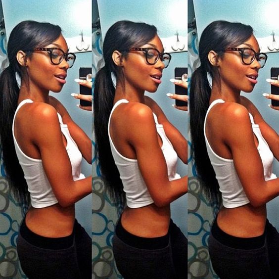 Human hair pony tail fake ponytail horsetail real hair sleek silky straight tail for black women color 1b