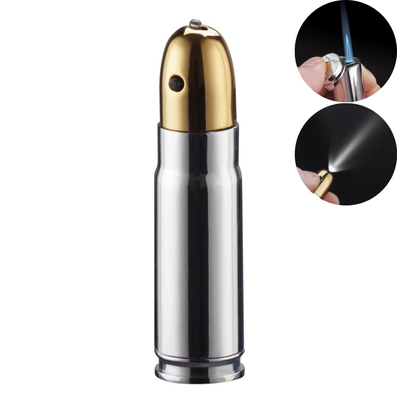 Bullet Shaped Lighter Multi-purpose Butane Jet Torch Lighters with LED Lighting for Men Outdoor Survival Cigarette Cigar
Bullet Shaped Lighter Multi-purpose Butane Jet Torch Lighters with LED Lighting for Men Outdoor Survival Cigarette Cigar