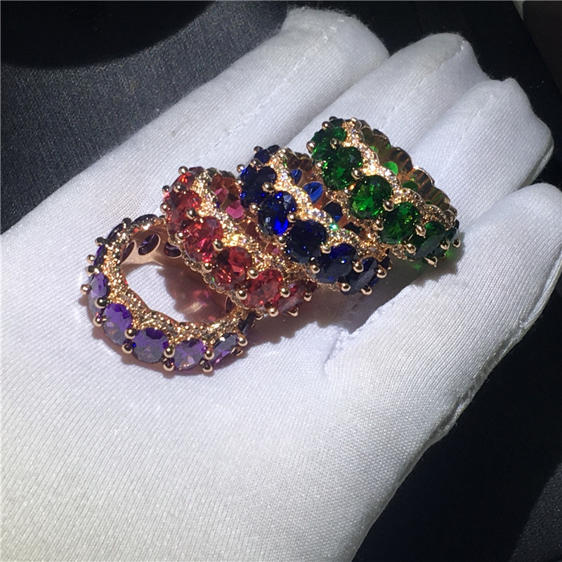 Vecalon 4 colors Statement ring Rose Gold Filled 925 silver Ring Diamonds Cz Party Wedding band rings for women Finger Jewelry
