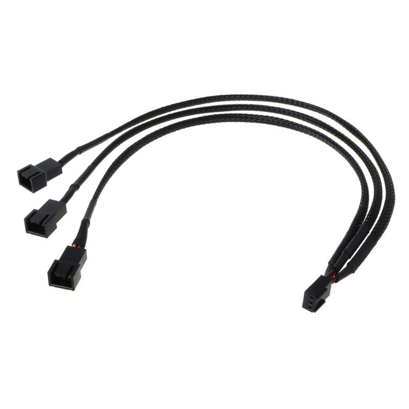 12V 30CM 3Pin Fan PWM 1 to 3 Way Power Supply Extension Cable Y Splitter Port Multiplier PC Computer Cooling 22AWG Wire Accessory