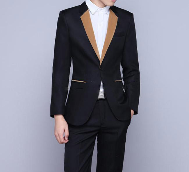 Handsome Suits One Button Groomsmen Notched Lapel Tuxedos Men Suits Wedding/Prom/Dinner Two Pieces (Jacket+Pants)