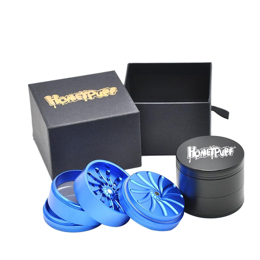 63MM Height 4Layers Groove grinding"Honeypuff"Logo Aluminum Herb Grinder with Gift Box Crusher 3 Colors Available
63MM Height 4Layers Groove grinding"Honeypuff"Logo Aluminum Herb Grinder with Gift Box Crusher 3 Colors Available
