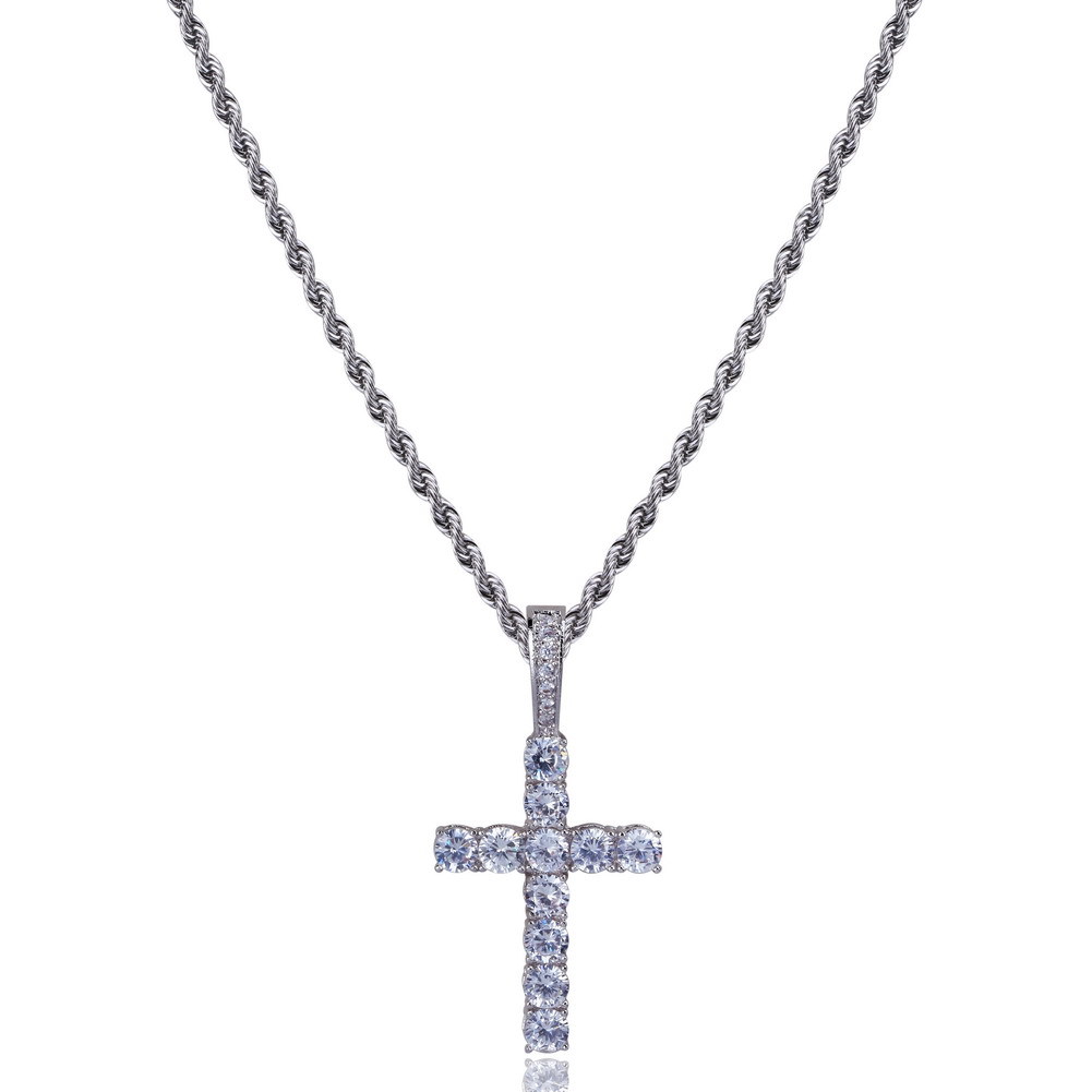 Hip Hop Nail Key Cross Pendants Necklace Jewelry Bing Diamond Stone 18K Gold Plated Women/Men Religious jewelry