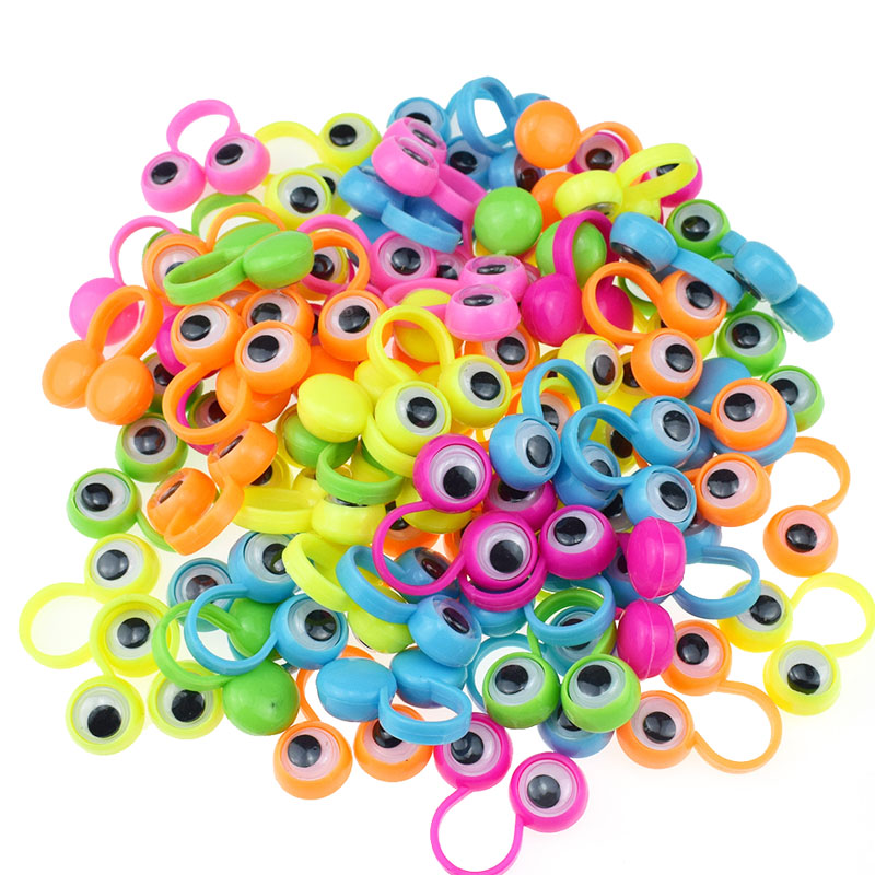 200 Pieces/Lot Eyeballs Finger Ring Funny Toy Cartoon Eyes Ring Decorative Props Halloween Toys Party Accessories Gifts for Children