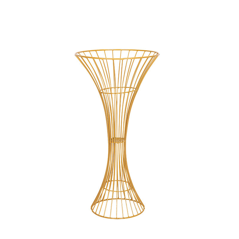 Hollow out Vases Gold/White Flower Stand Metal Road Lead Wedding Centerpiece Flowers Rack For Event Party Decoration 10PCS