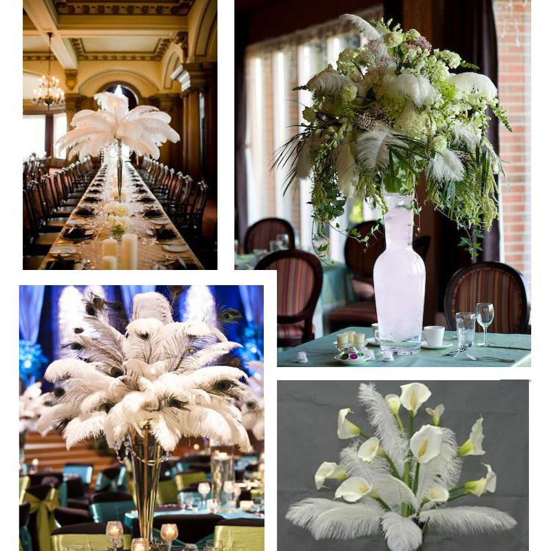 50pcs/lot 6-26 inch Ostrich Feather White Plume Wedding Party table Centerpiece Desktop Decoration Plush Christmas Decor