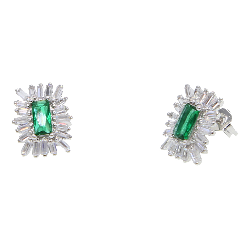 white green firework cz geometric stud earring for lady women gift classic simple cubic zirconia studs