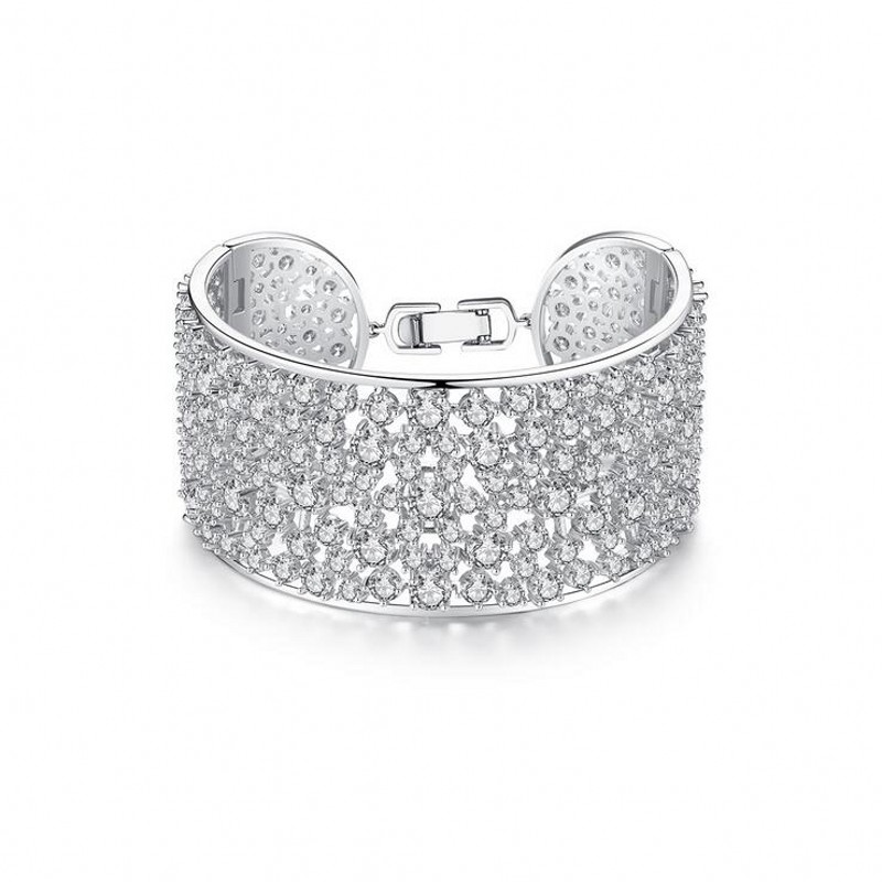 Choucong Luxury Jewelry 925 Sterling Silver Full White Topaz Bridal Bangle CZ Diamond Gemstones Party Women Wedding Bangles Gift